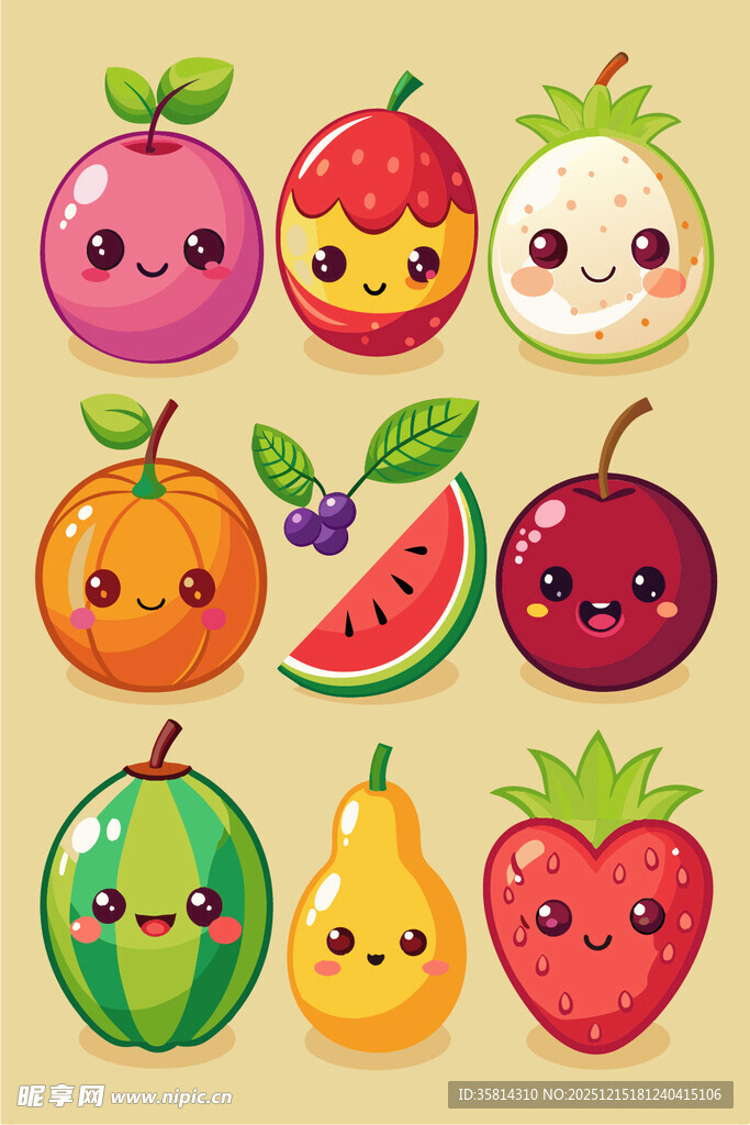 可爱表情水果大集合