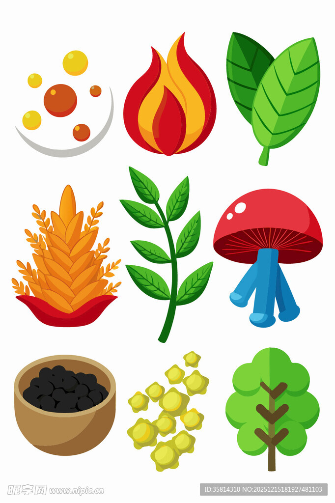 自然元素与食材集合
