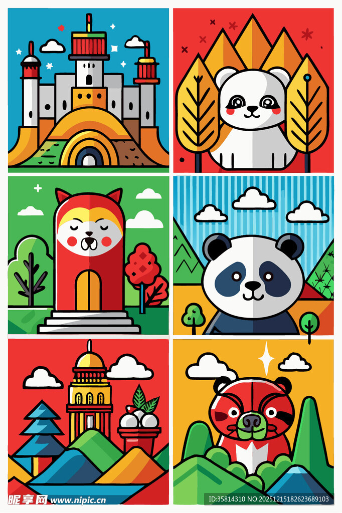 动物与建筑卡通插画组图
