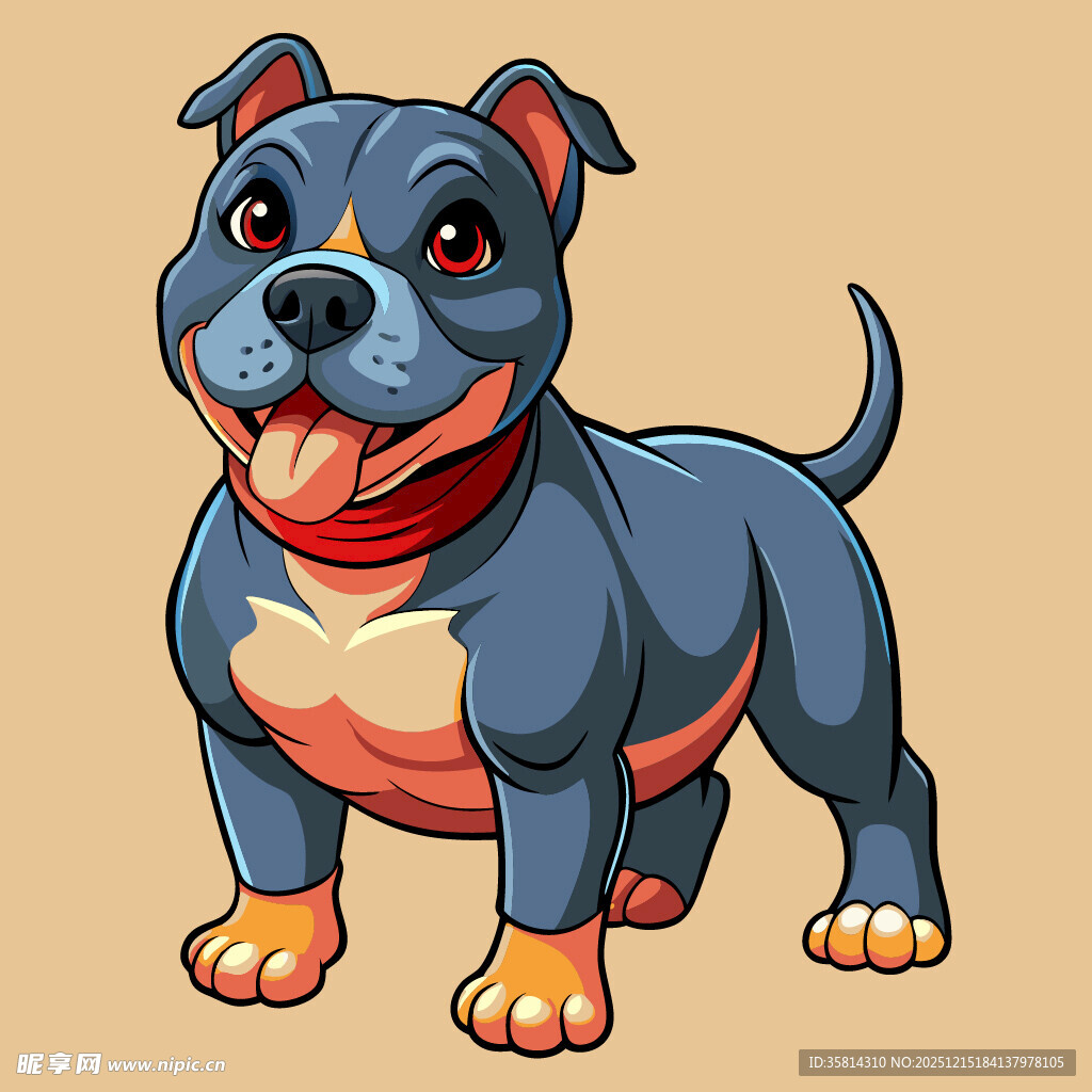 可爱蓝色斗牛犬卡通形象