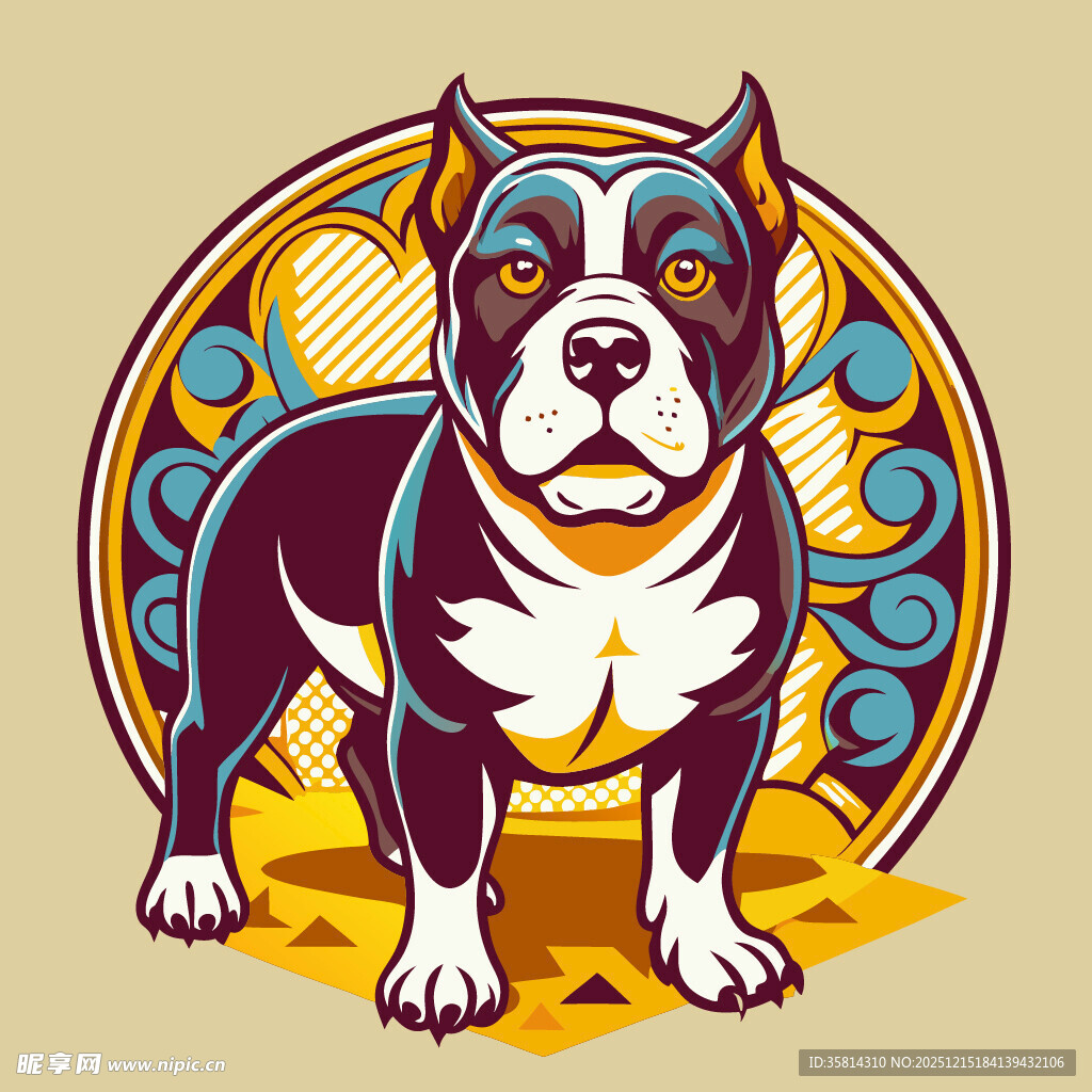 复古风格斗牛犬插画