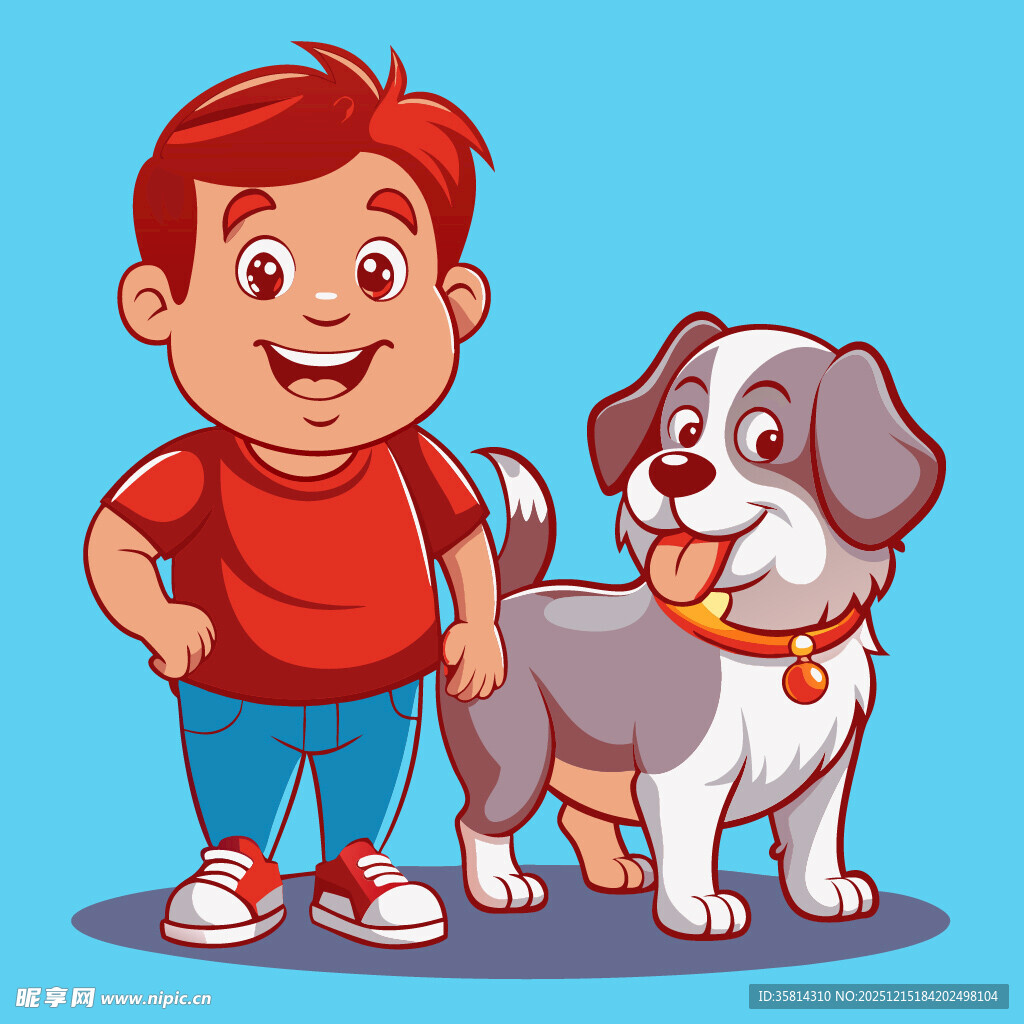 男孩与萌犬的欢乐时光