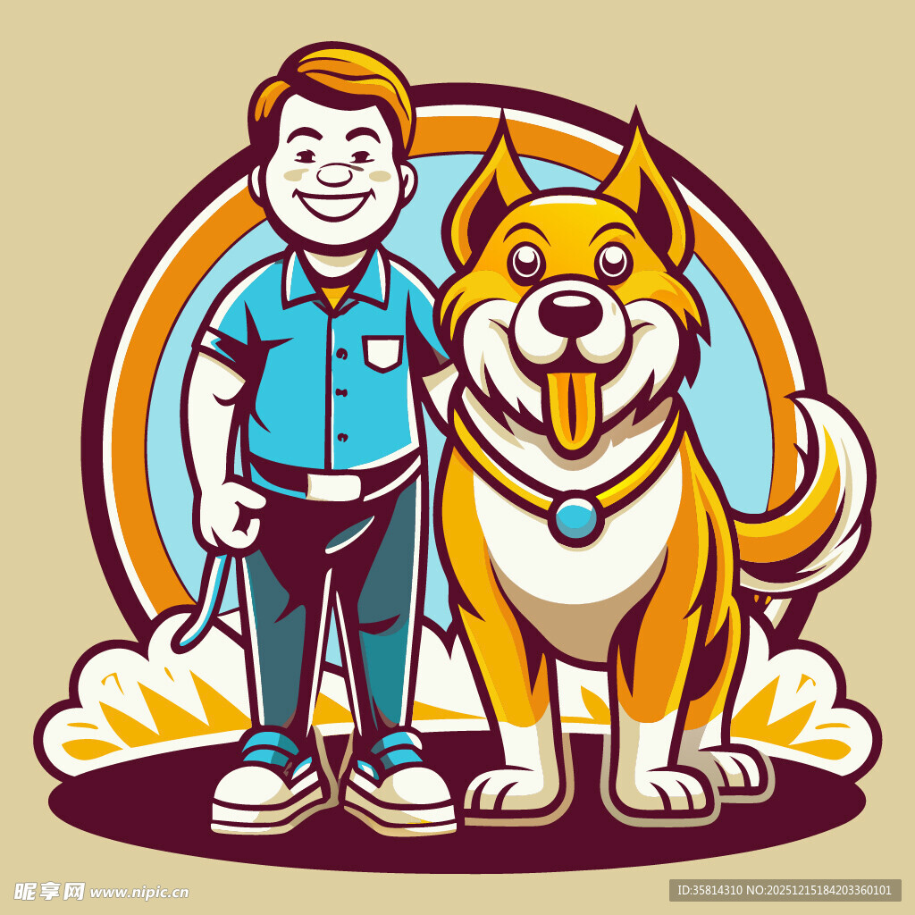 男孩与大狗的温馨画面