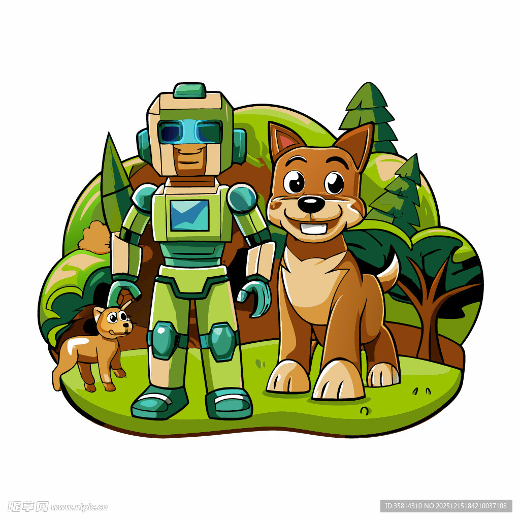 机器人与小狗的森林奇遇