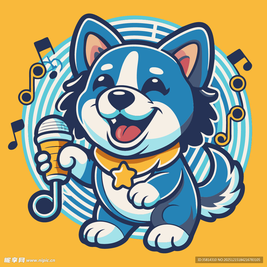 可爱蓝白小狗欢乐演奏