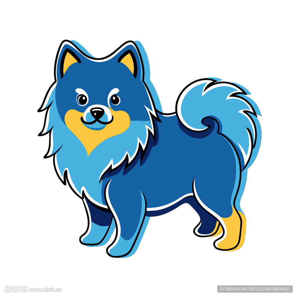 蓝色博美犬卡通形象