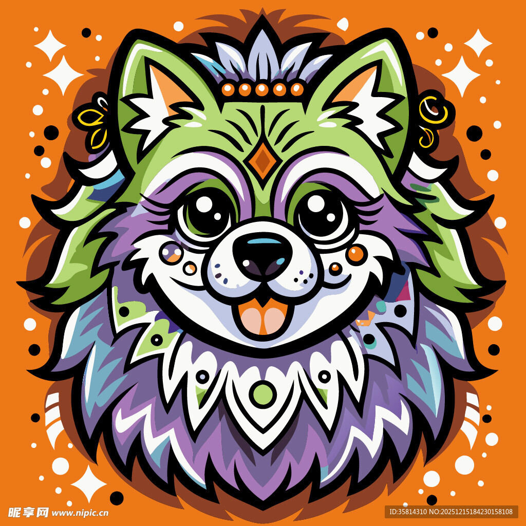 彩色花纹小狗卡通形象