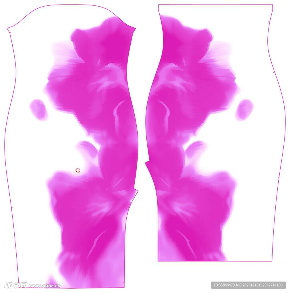 粉色水墨风服装印花图案