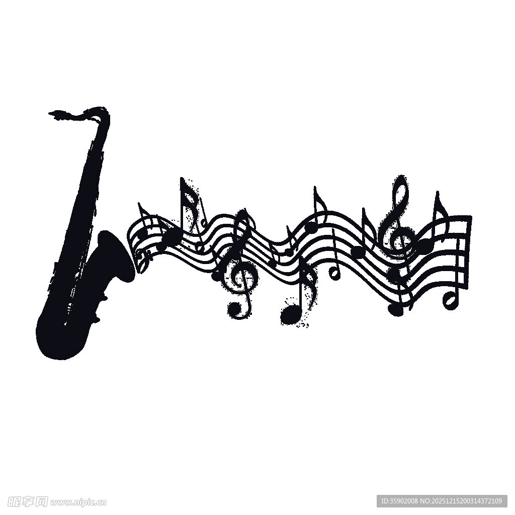 萨克斯与音符的音乐意象