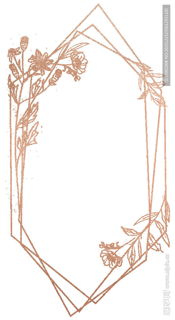 玫瑰金几何花卉装饰边框