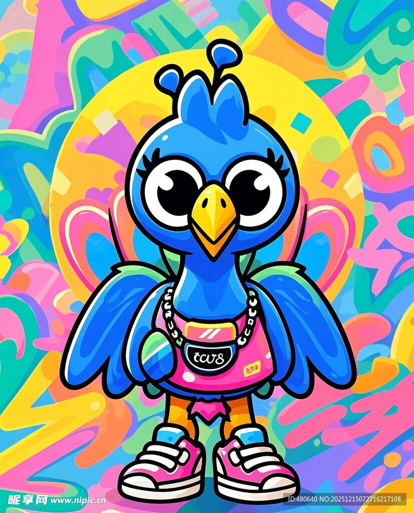 时尚蓝鸟卡通形象