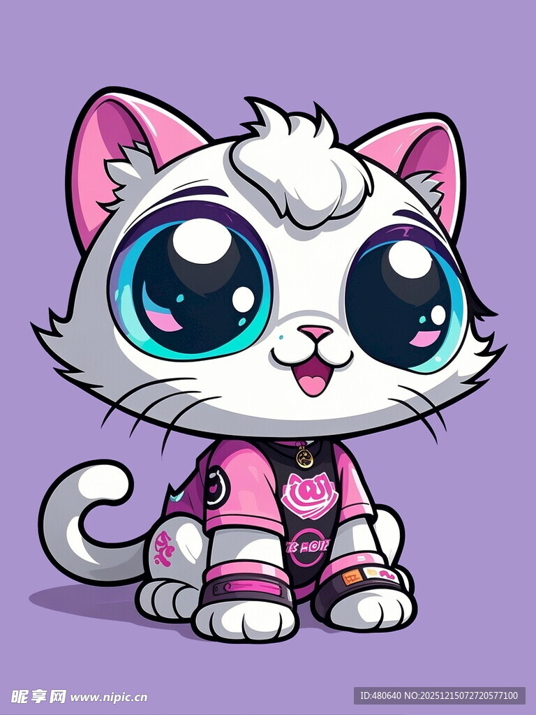 可爱卡通小猫穿粉色服饰