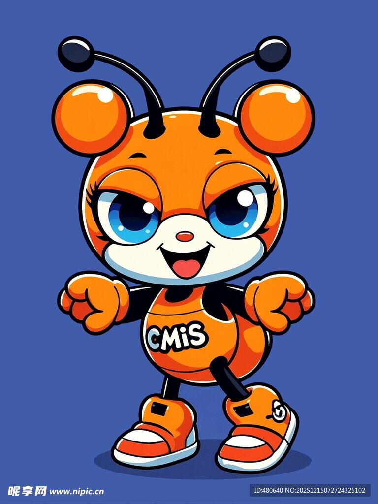 可爱橙色蚂蚁卡通形象