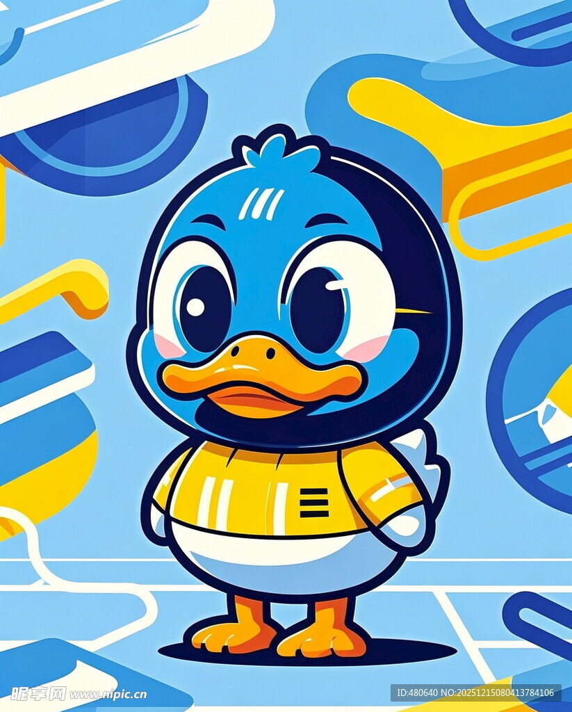 可爱蓝鸭卡通形象