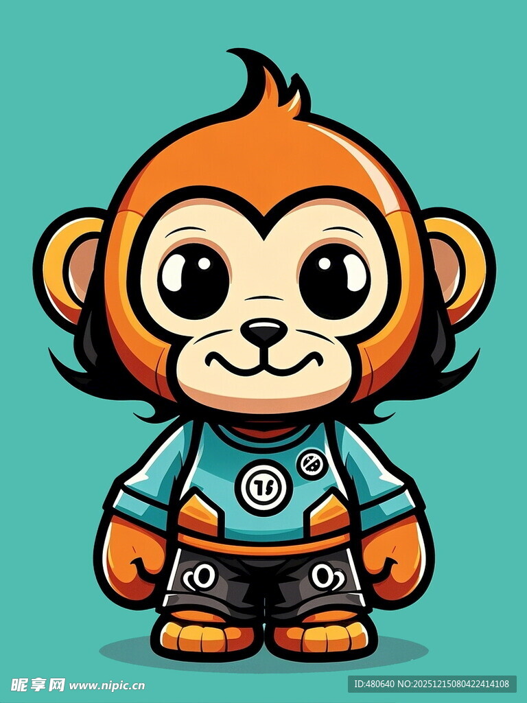 卡通小猴穿宇航服形象
