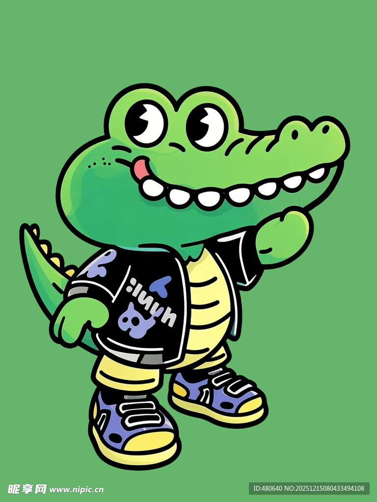 嘻哈风卡通鳄鱼形象