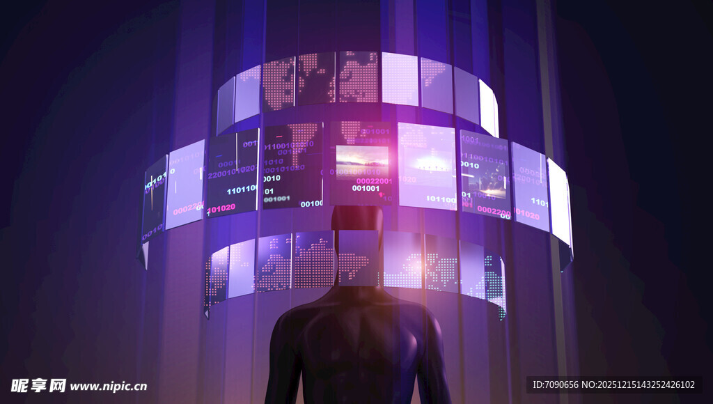 未来感科技人物光影场景