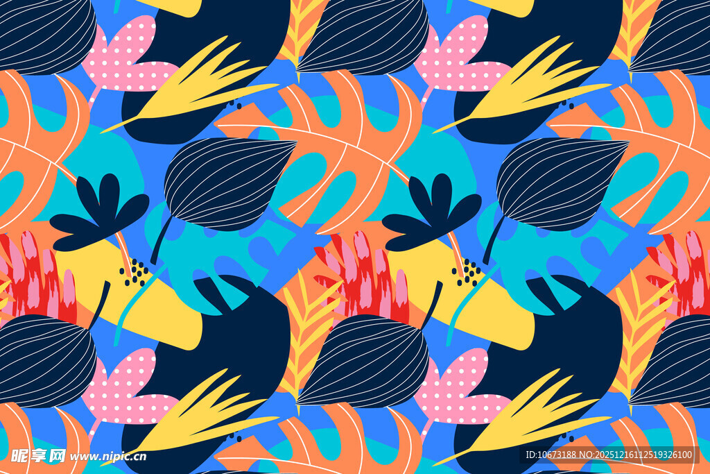 多彩海洋生物图案背景