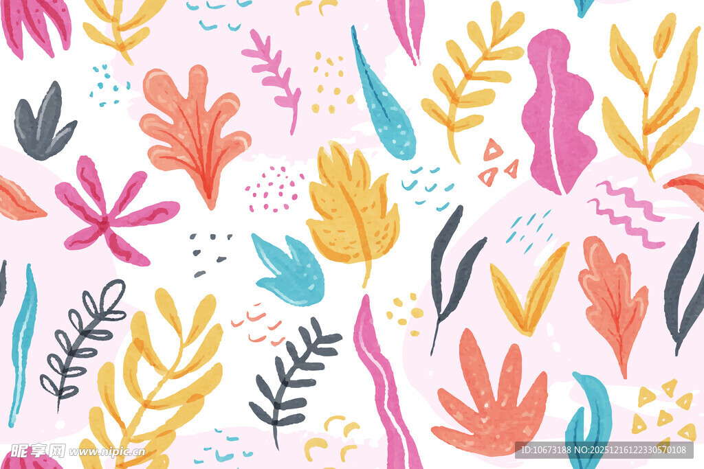 多彩手绘植物花卉图案