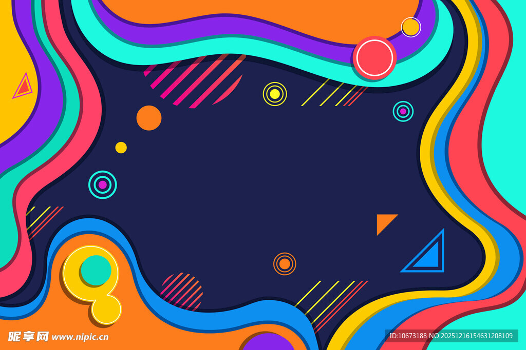 多彩抽象几何流体背景图