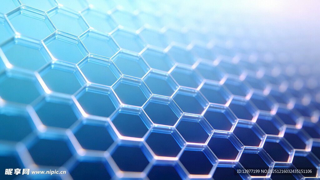 蓝色六边形蜂窝图案背景