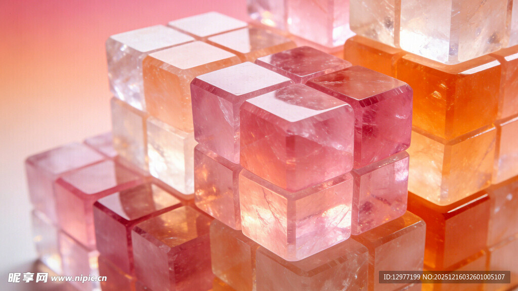 多彩透明立方体堆叠