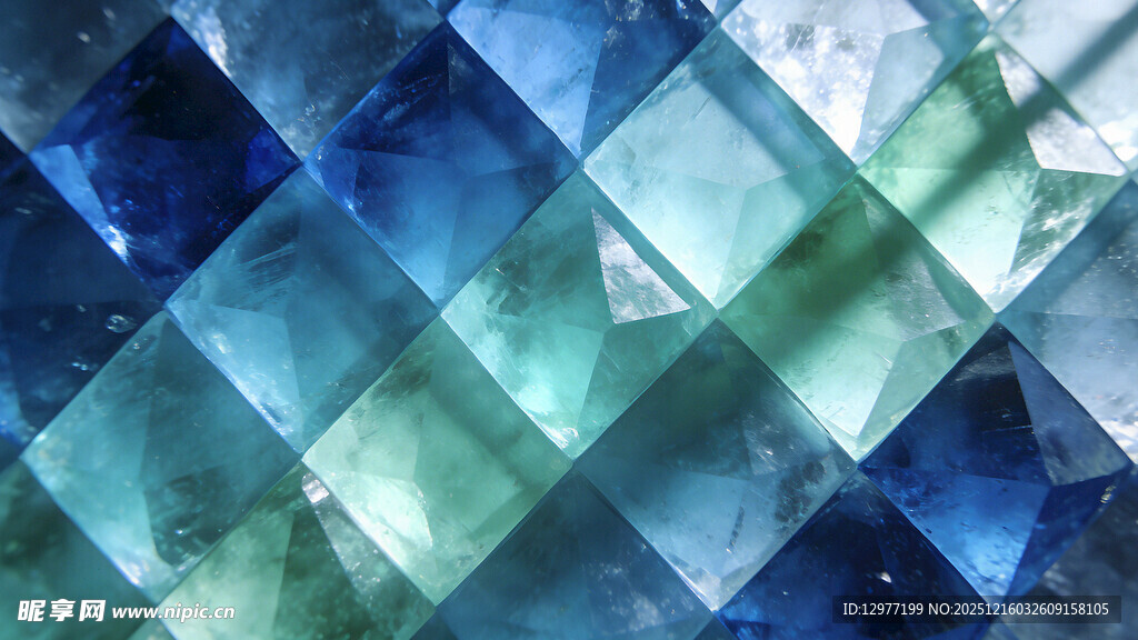 蓝绿渐变菱形马赛克图案