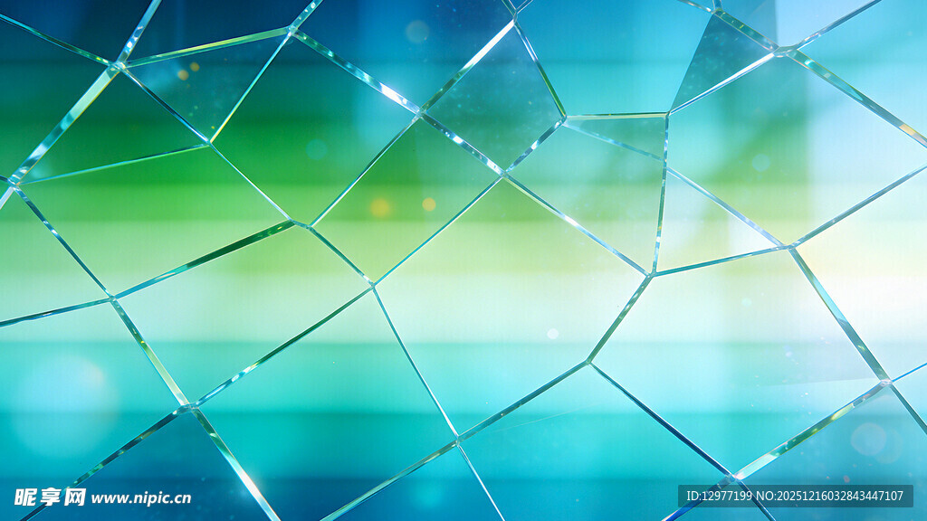 梦幻蓝绿几何玻璃纹理