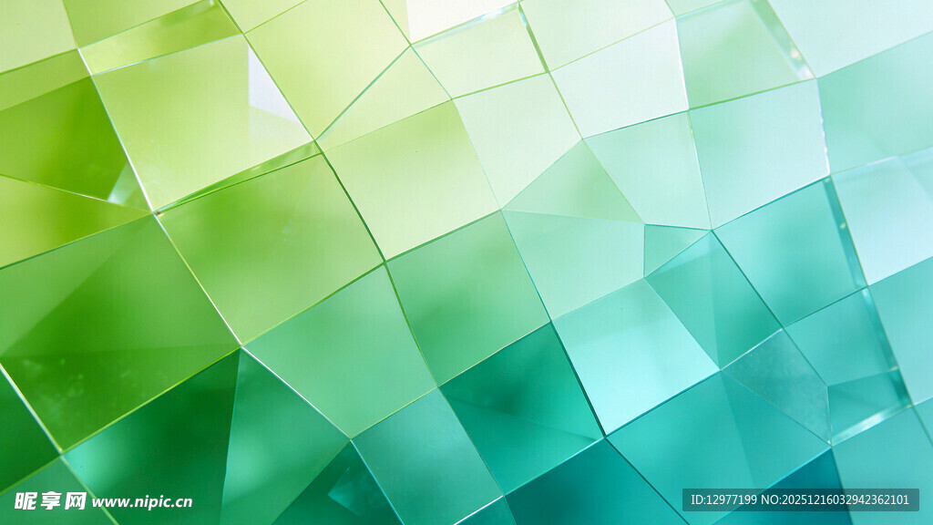 渐变绿色几何方块背景图