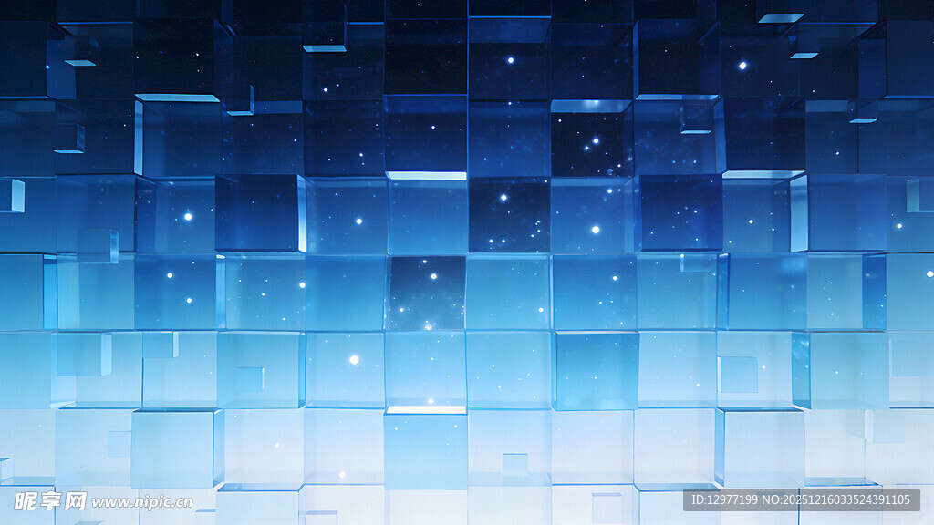 蓝色渐变方块科技背景图