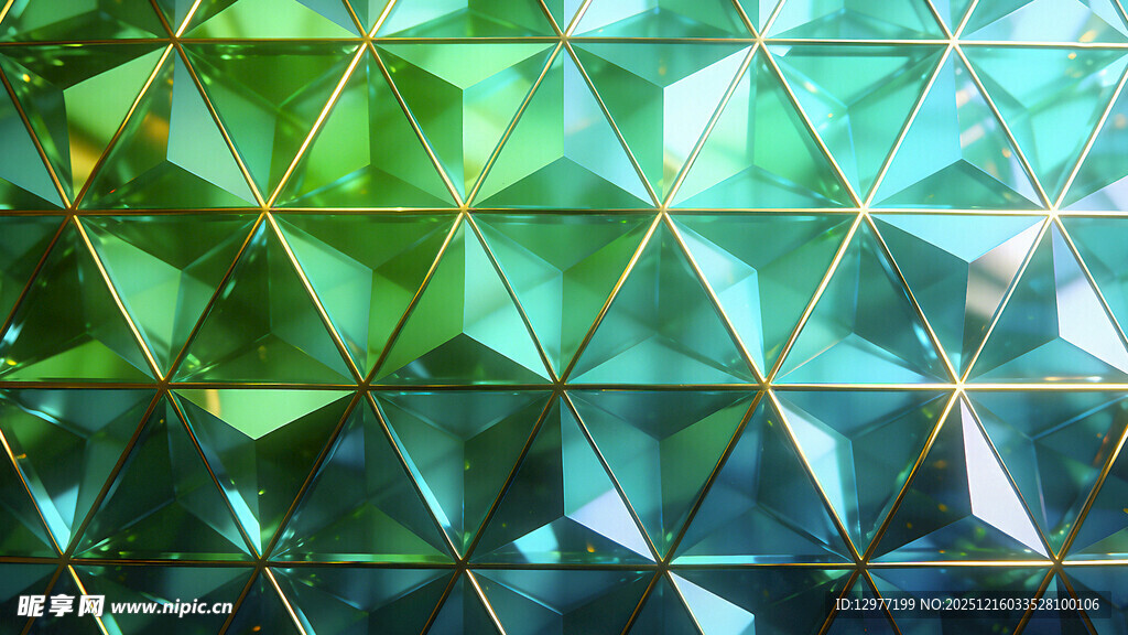 几何绿玻璃拼接图案