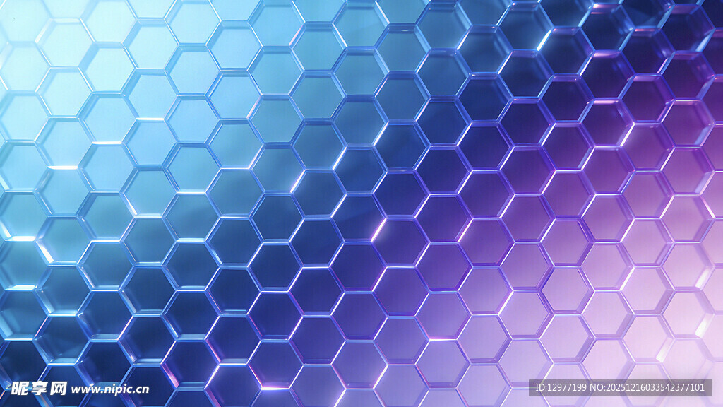蓝紫渐变六边形蜂巢纹理