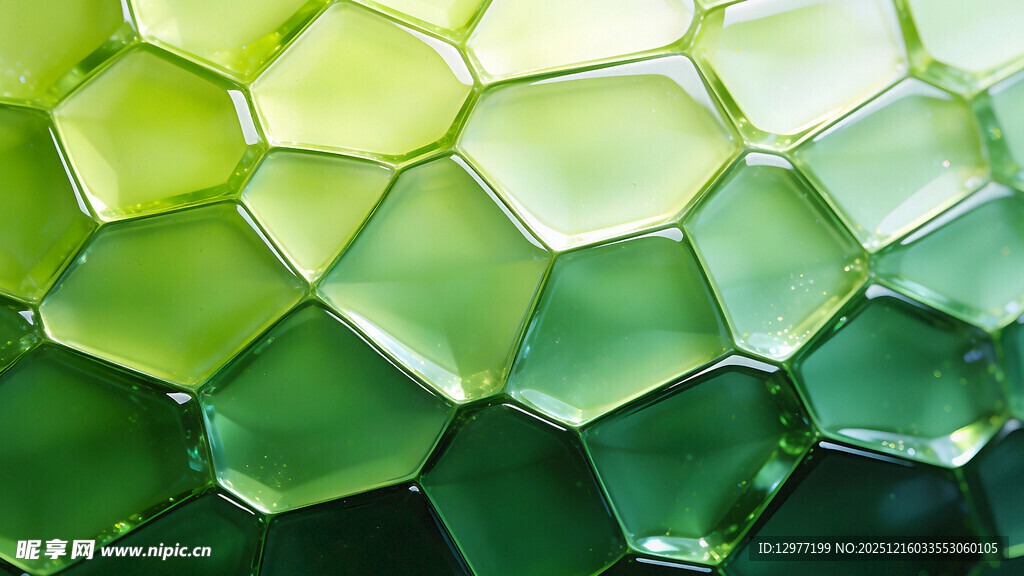绿色六边形玻璃纹理图案