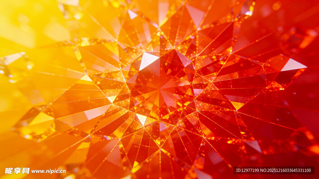 绚丽红色晶体绽放光芒