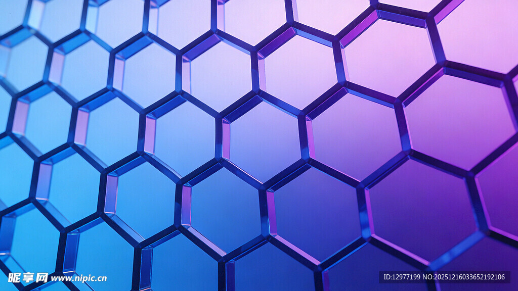 蓝色渐变六边形科技背景