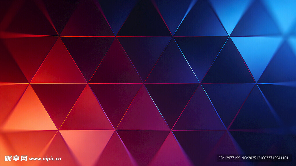 红蓝渐变几何三角背景图