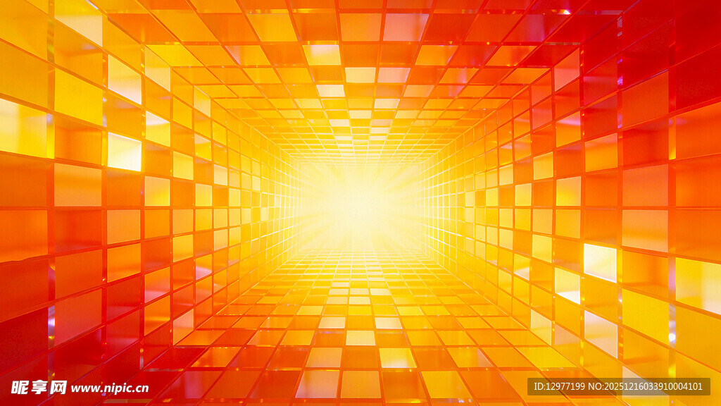 炫彩方块构成的光芒通道