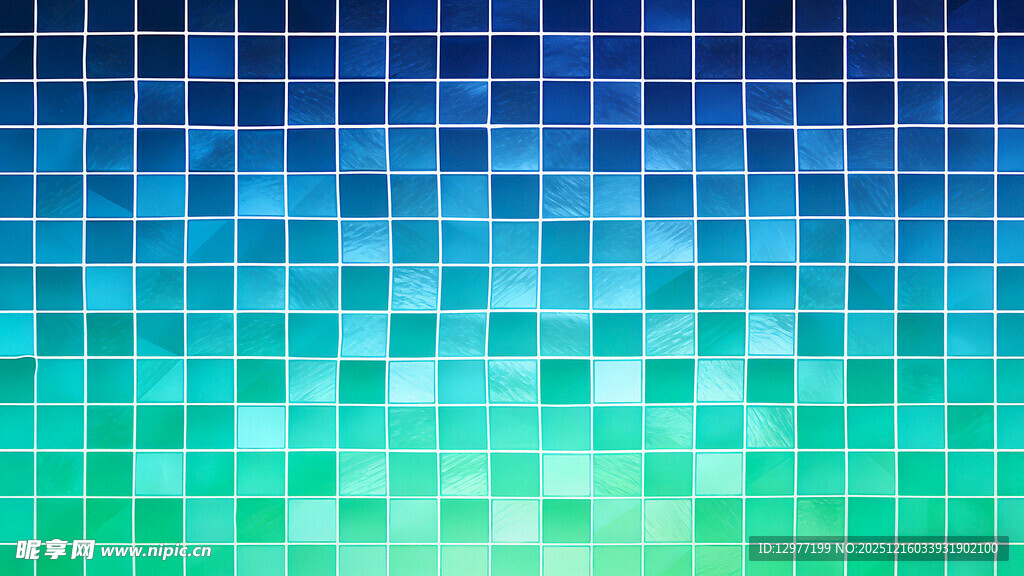 蓝绿渐变马赛克背景图