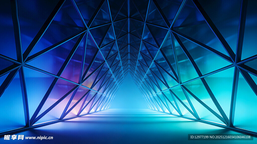 未来感几何光影隧道空间