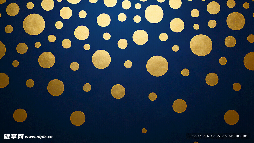 深蓝背景上的金色圆点