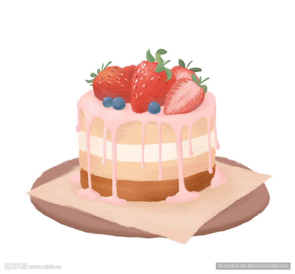草莓蛋糕插画