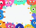 多彩卡通怪物围成可爱边框