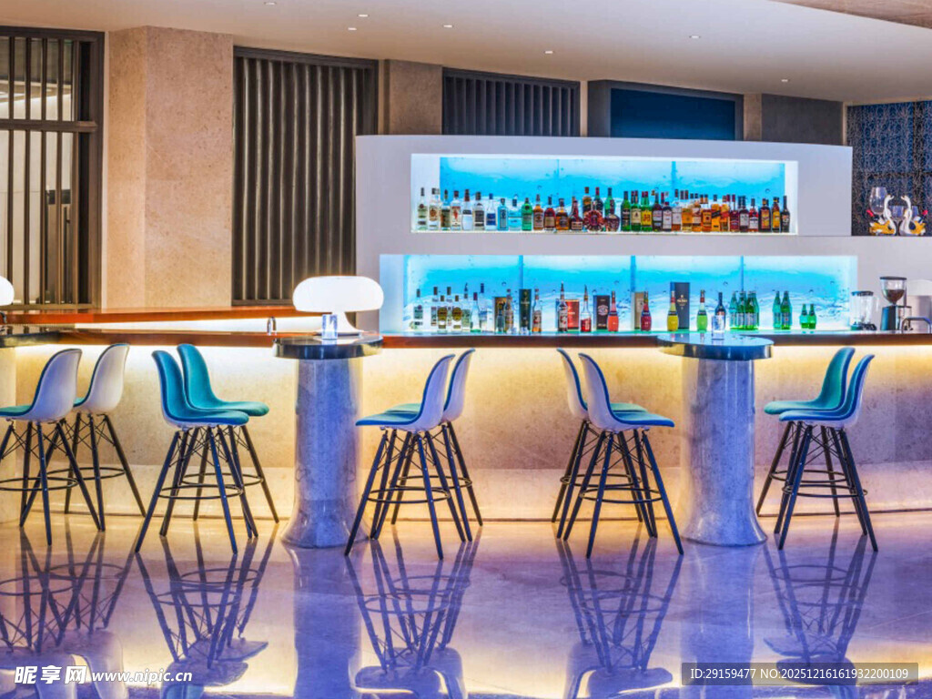 现代时尚酒吧吧台场景