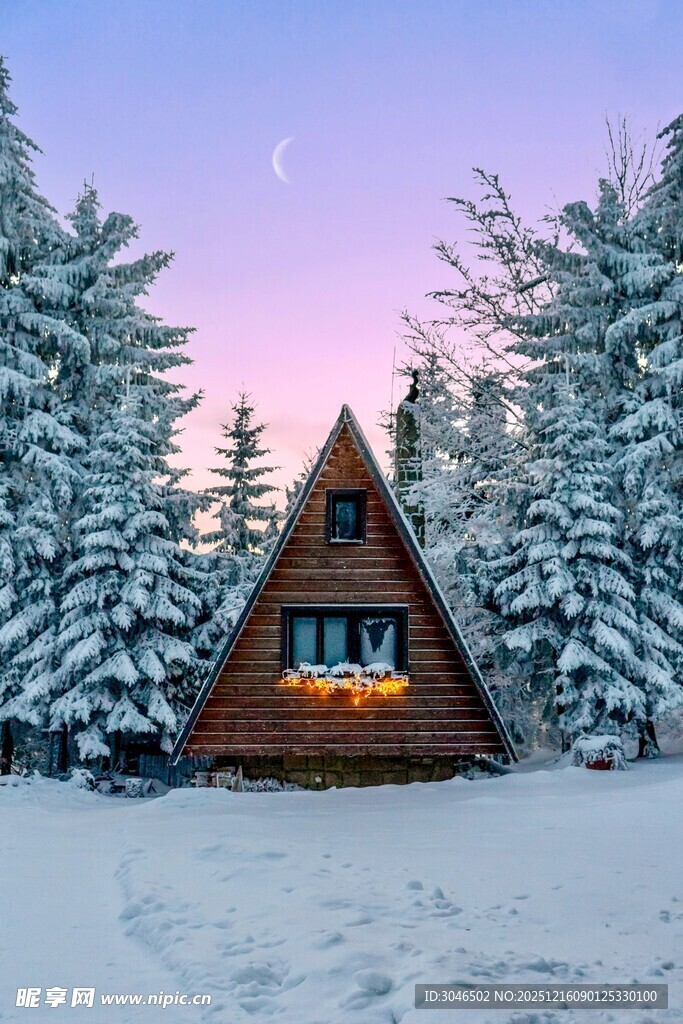 雪林中的温馨小木屋