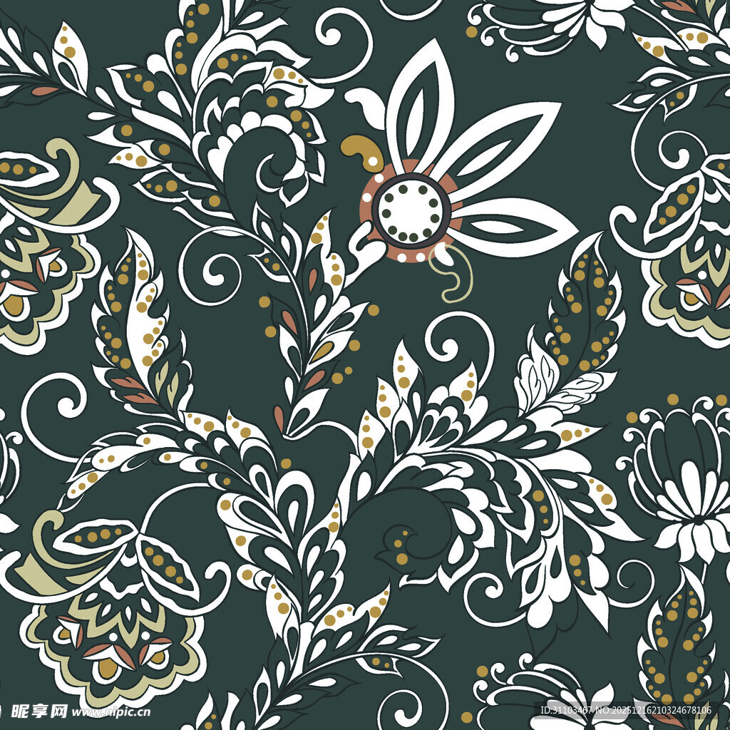 复古花卉图案背景纹理