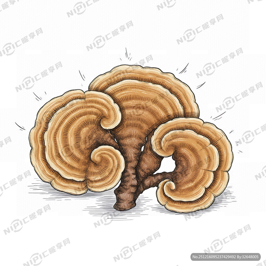 桑黄 手绘 线稿图