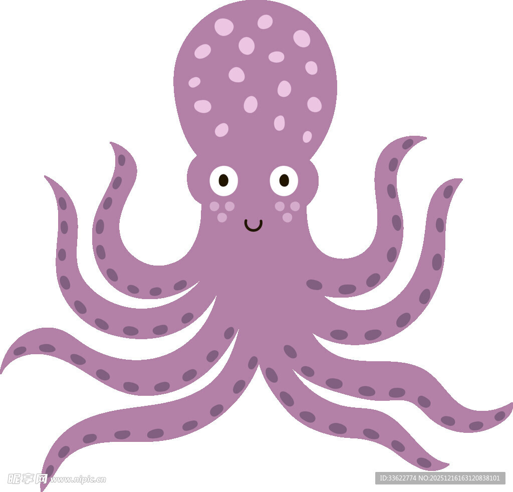 可爱紫色章鱼卡通形象