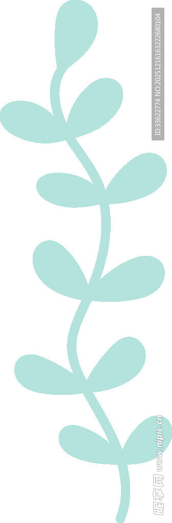 浅蓝色简约植物枝叶图案