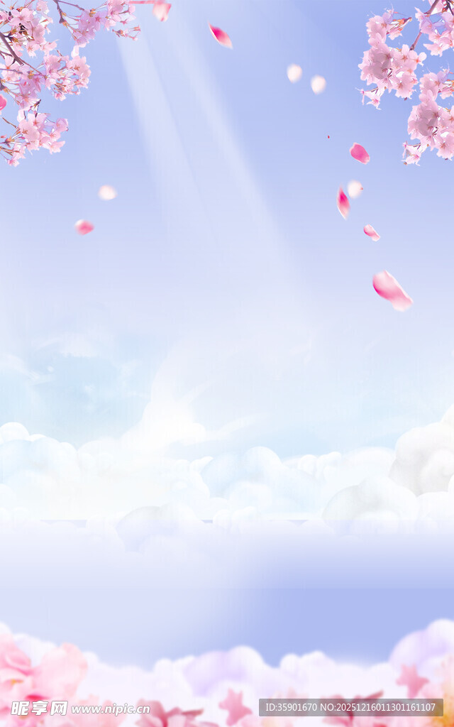 春日樱花烂漫天空美景