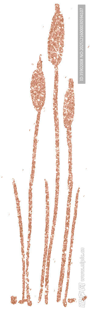 手绘风格的细长植物图案